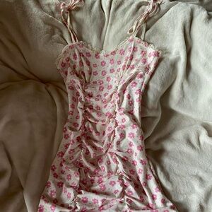 Floral Bodycon Ruched Mini Dress